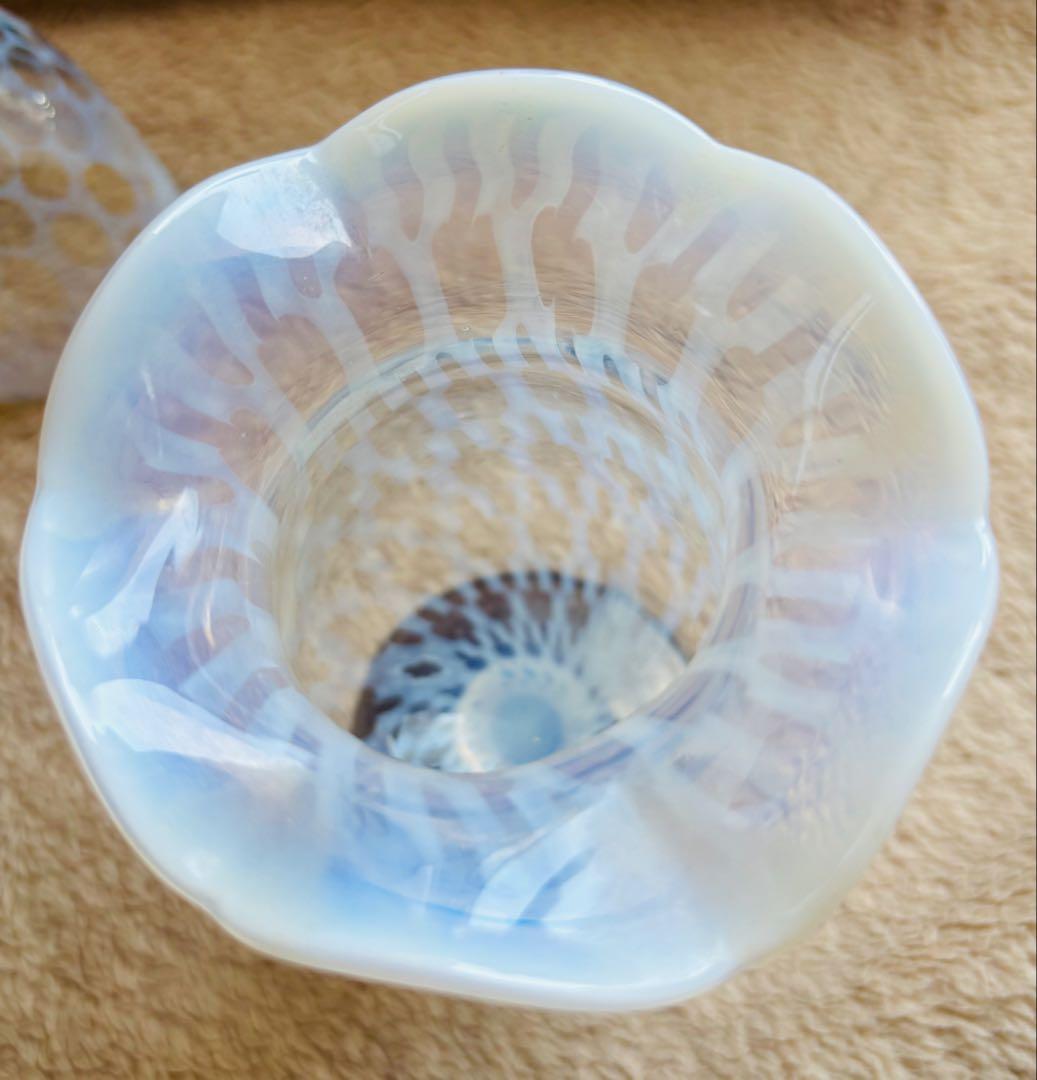 大正　和ガラス　なつめ型　水玉紋様　氷コップ　浪漫　パフェ　骨董　セット　希少