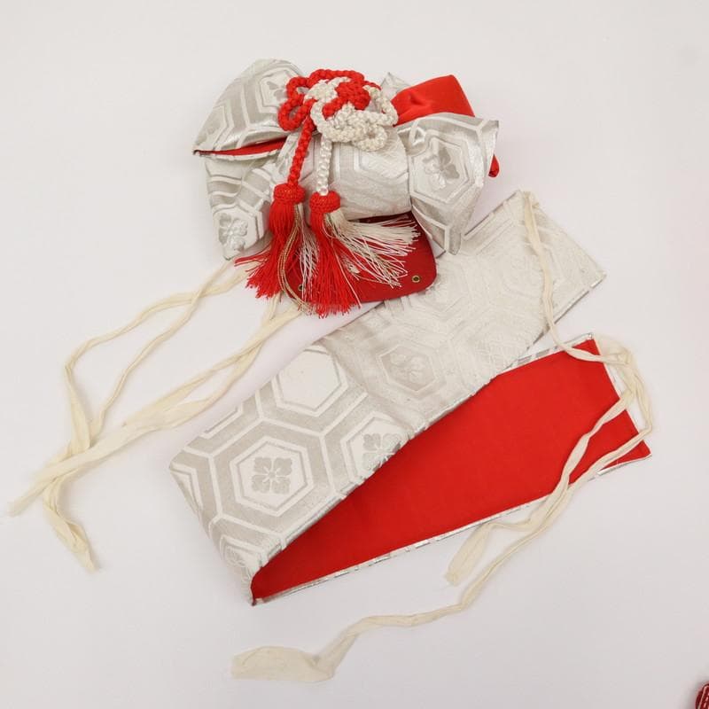 七五三着物11点セット7歳 女の子　束ね熨斗に鞠　子供着物　赤 化繊 11RR2