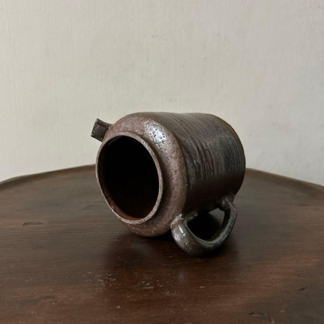 古い水差し　瀬戸　美濃　フラワーポット　アンティーク　古道具　ピッチャー　検李朝