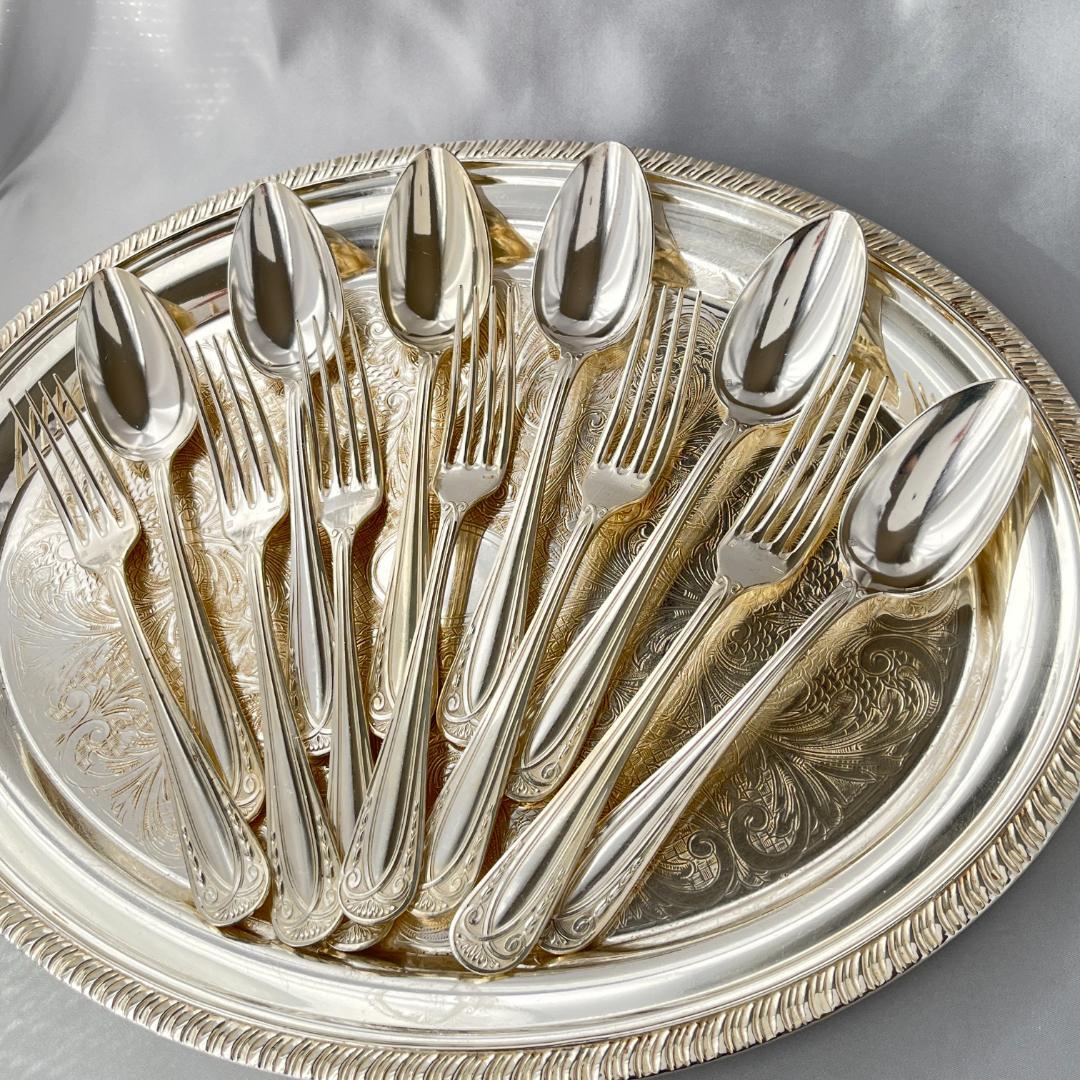 【仏蘭西】 レリーフ ディナーサイズカトラリーセット12本 アールヌーボー