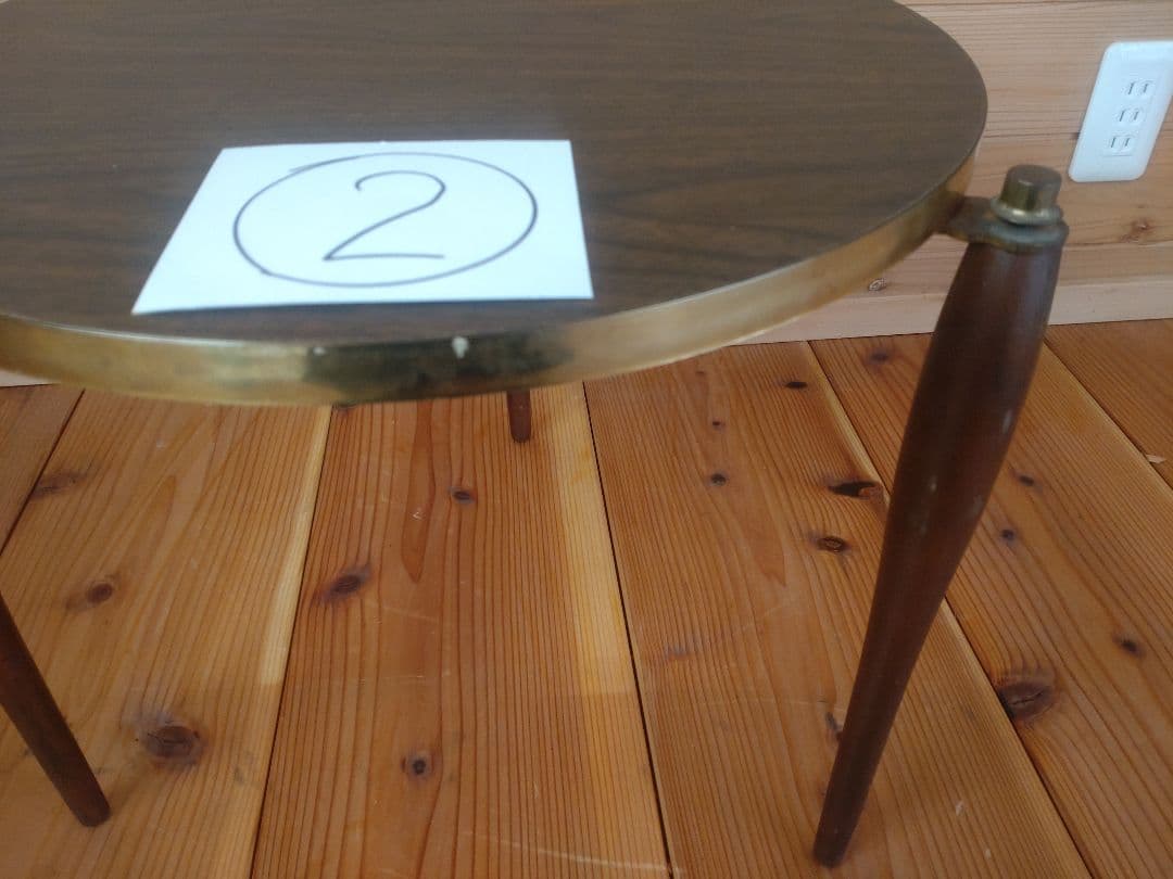 スタッキング丸テーブル　3脚セット　メラミン化粧板　昭和レトロ