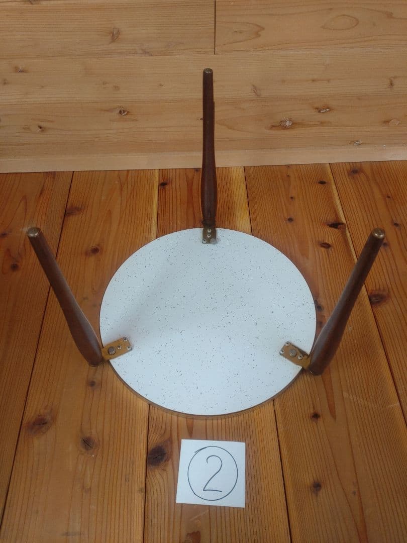 スタッキング丸テーブル　3脚セット　メラミン化粧板　昭和レトロ