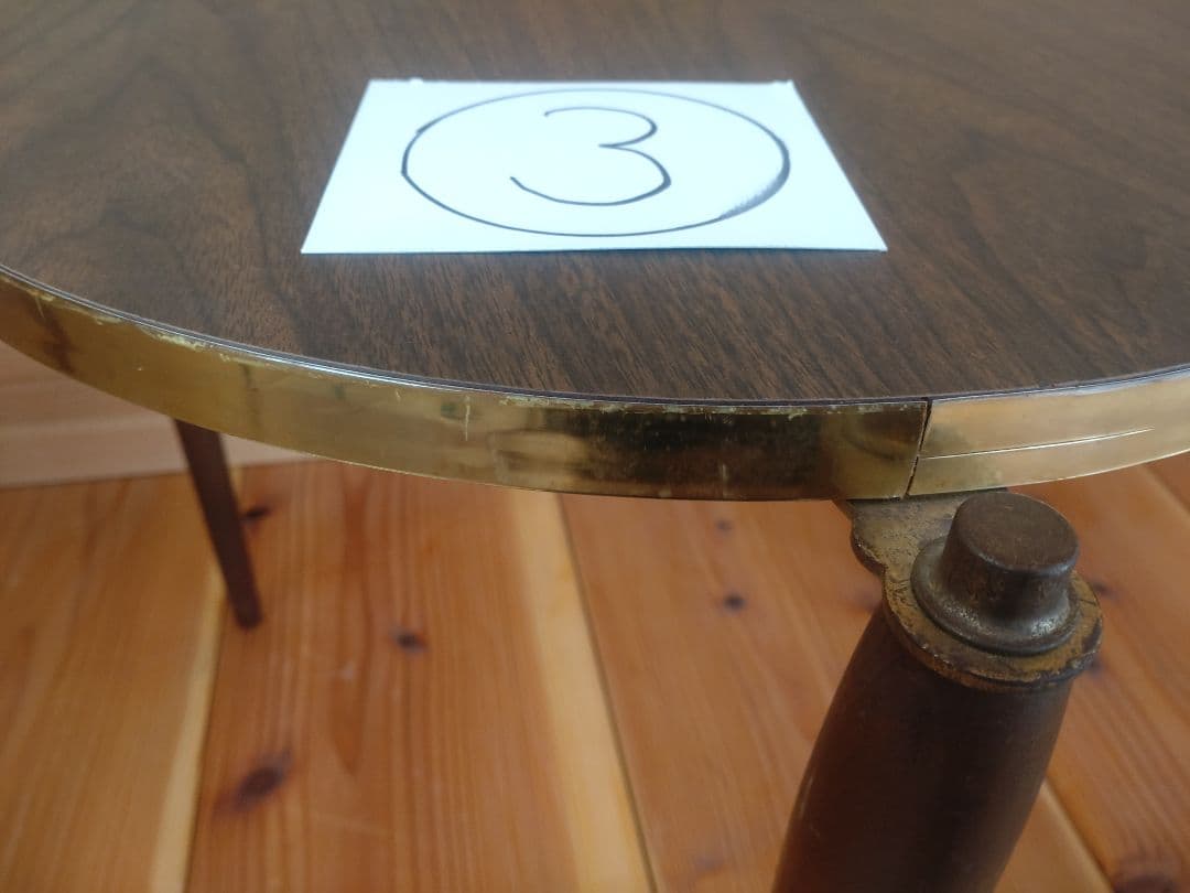 スタッキング丸テーブル　3脚セット　メラミン化粧板　昭和レトロ