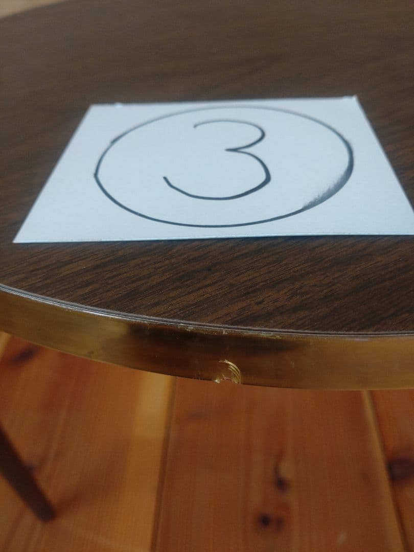 スタッキング丸テーブル　3脚セット　メラミン化粧板　昭和レトロ