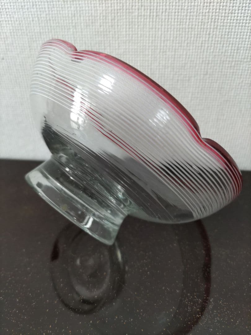 明治〜大正期　千段巻　輪花 金赤べり　氷コップ