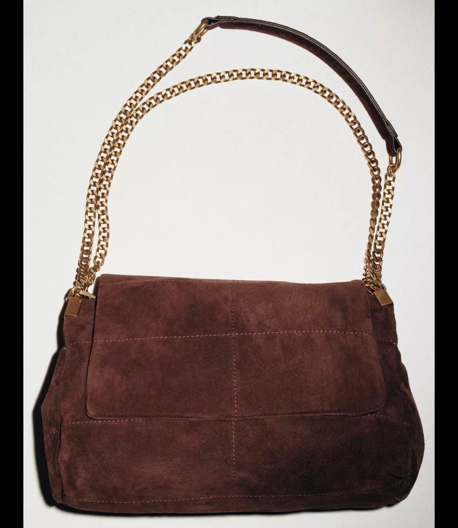 ZARA ダークブラウン スエード ショルダーバッグ自宅保管