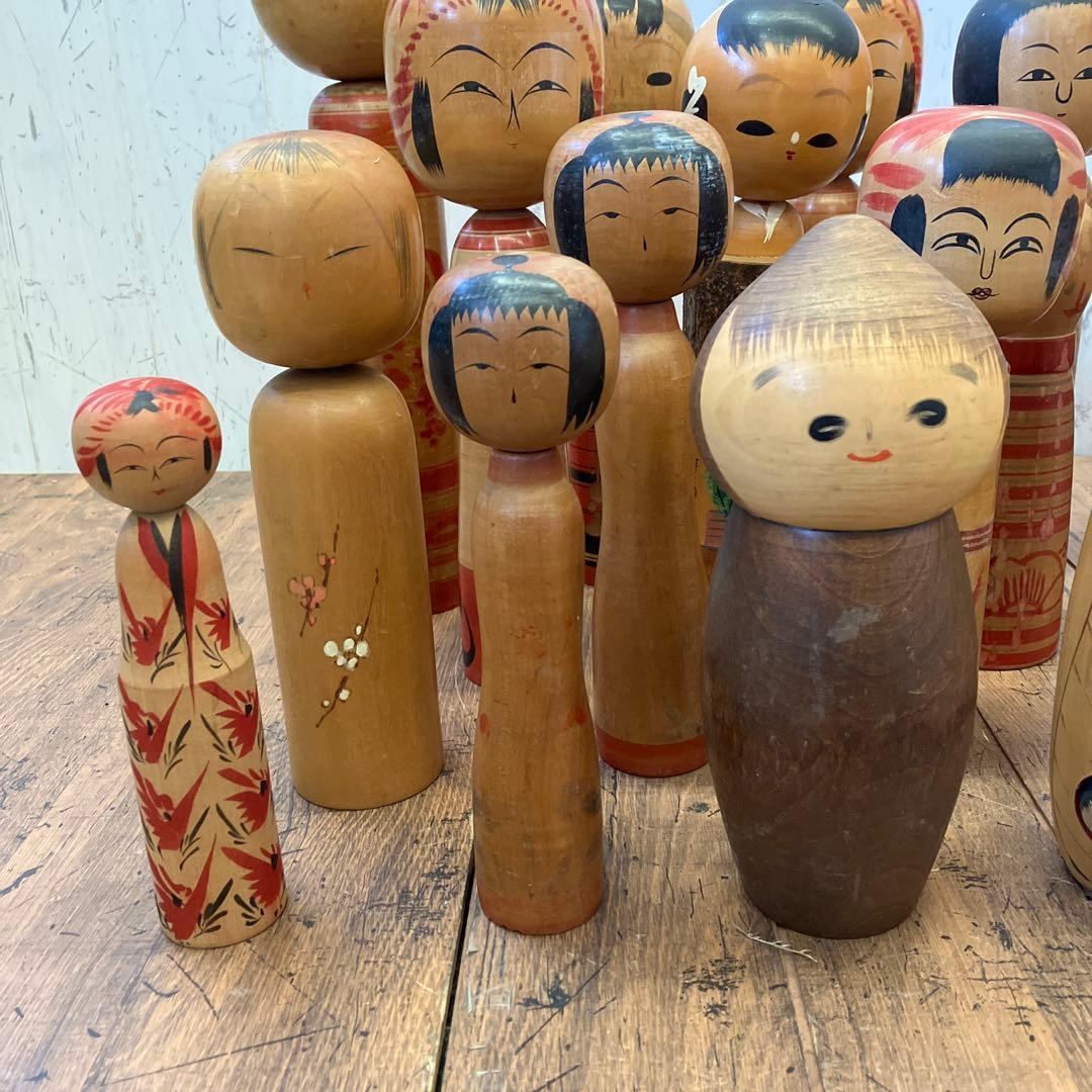 昭和レトロ こけし 小芥子 20体セット セット売り まとめ売り 木製 郷土人形