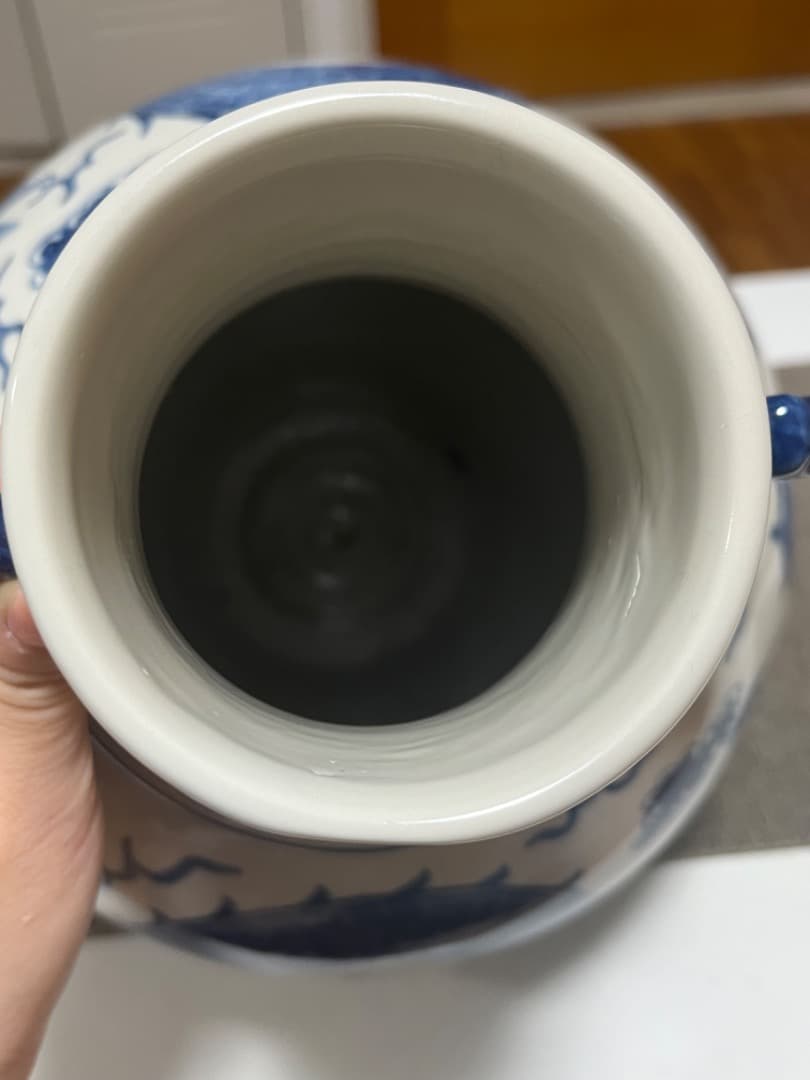 中国古美術 青花龍紋天球瓶 古玩 骨董 美術品 骨董品 時代物 染付 壺 大花瓶