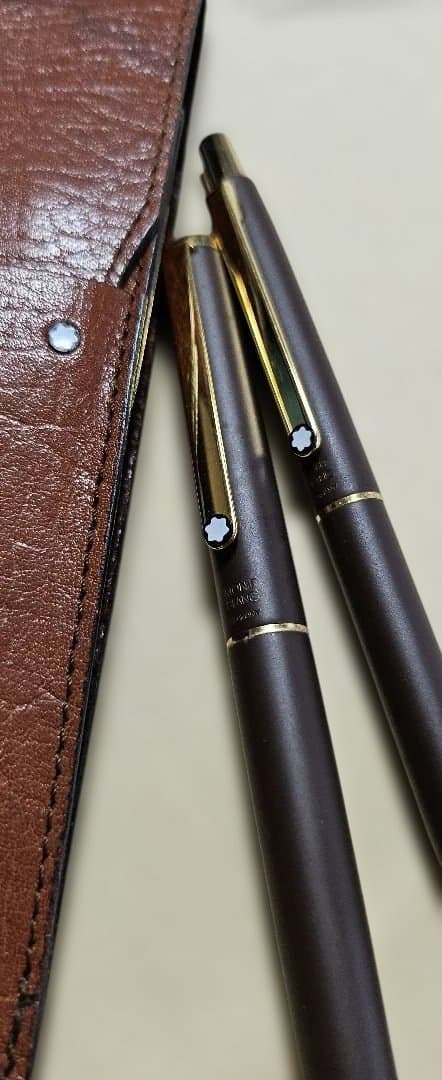 モンブラン(星の王子様)ブラウン 万年筆 ボールペン2本セットレザー ケース付き