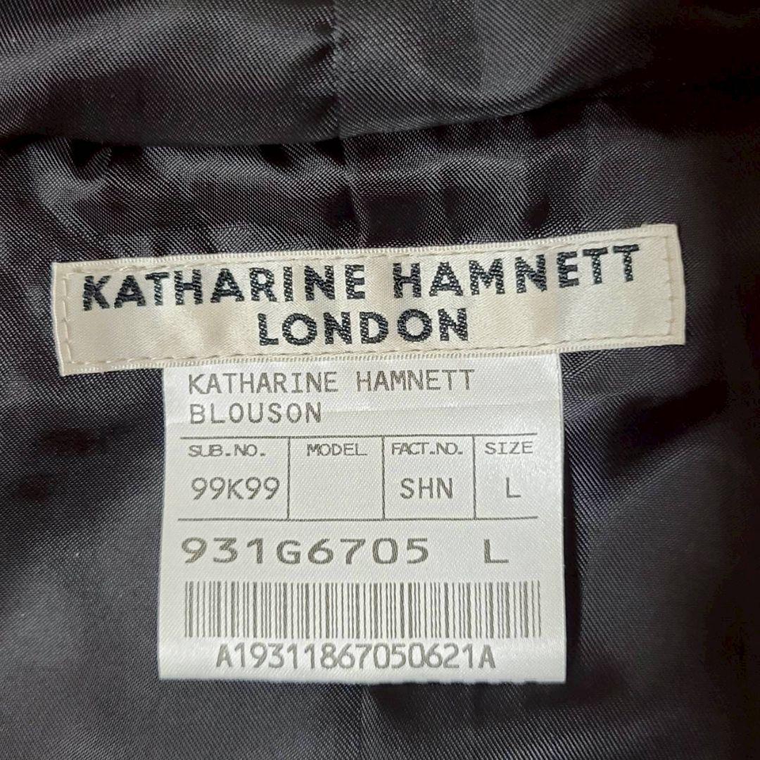 美品✨　キャサリンハムネットロンドン　シングルライダース　フード　羊革　紺　L