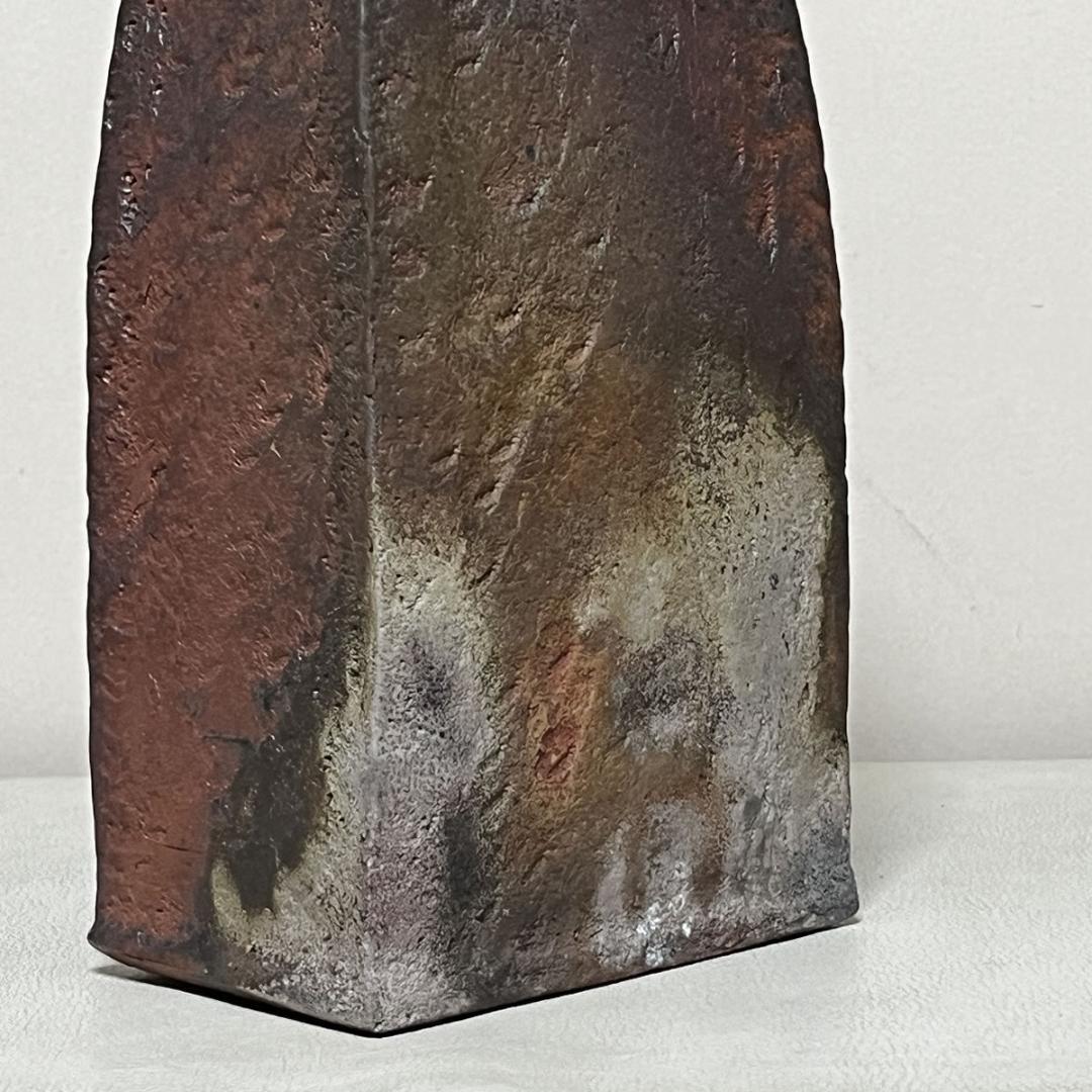 木村素静 備前焼 花入 共箱 茶道具 【k3414】