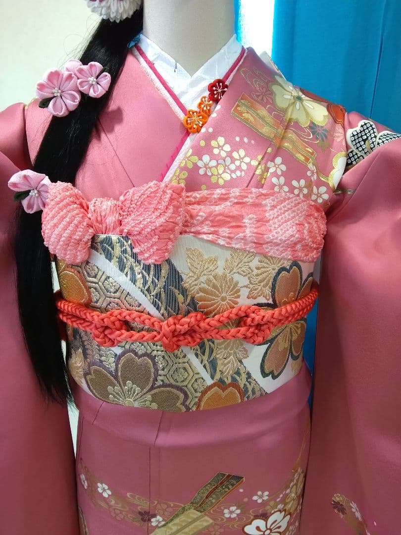 振袖フルセット、正絹振袖、成人式、重ね衿、帯揚げ帯締め、西陣袋帯、長襦袢