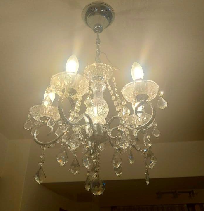 シャンデリア 5灯　クリスタルガラス アンリ シルバー LED対応