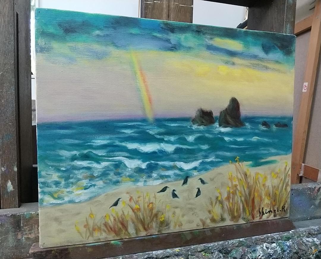 「親不知海岸」油絵 F6 絵画 油彩画 風景画 アート