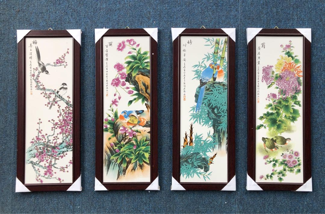 絵画　磁器プレート　4点セットZ00129