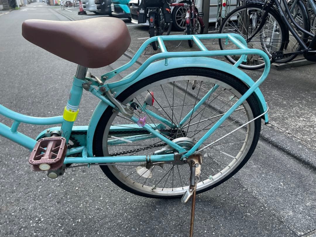 子供用自転車 水色 前面バスケット付き