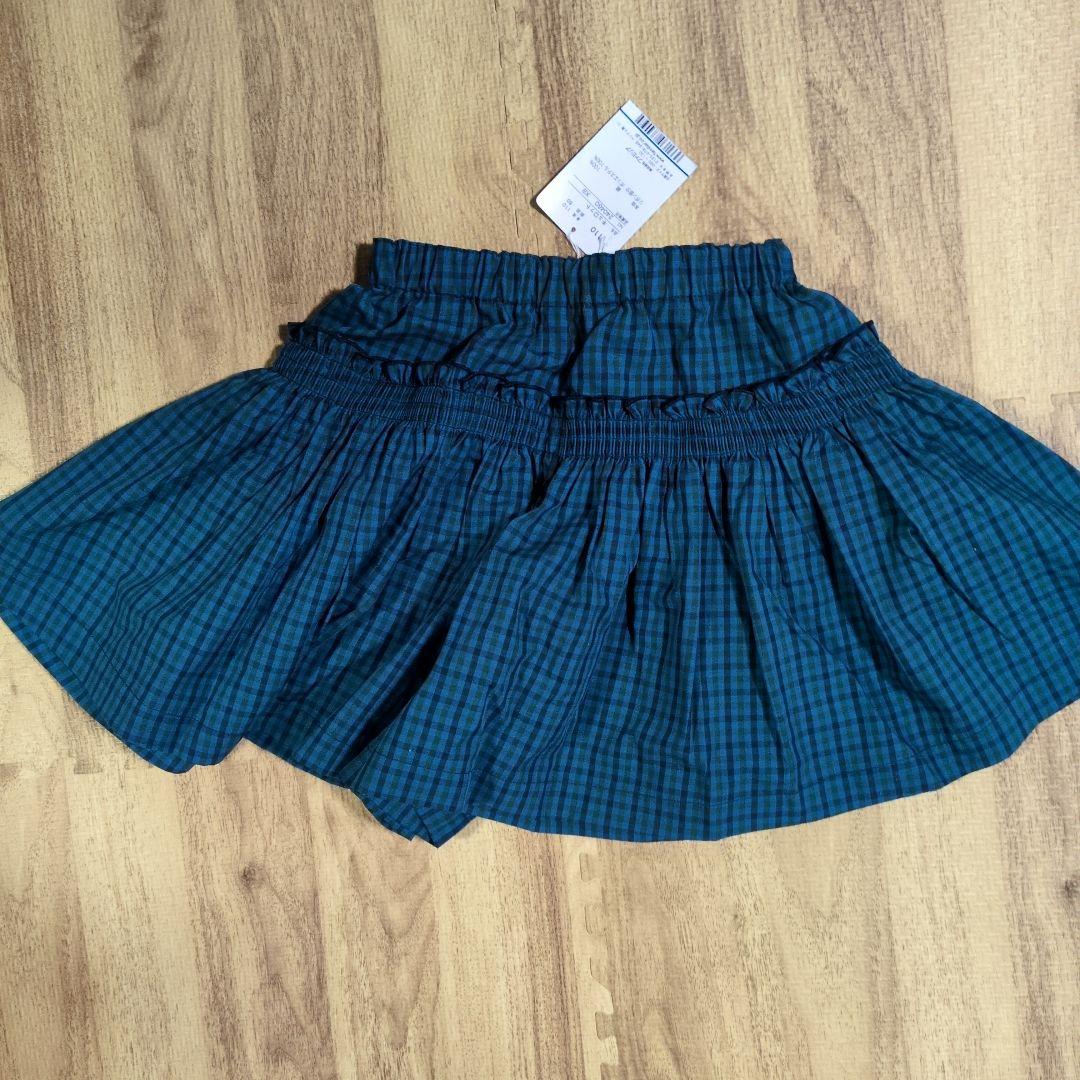 [新品未使用タグ付き]familiar チェック柄キュロットカート 110