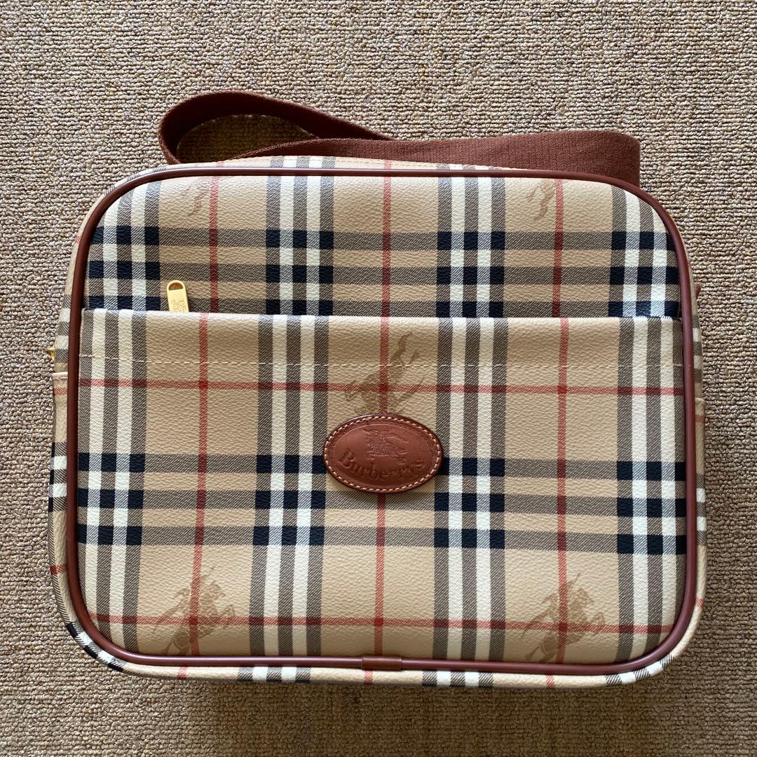 Burberryレザーキャンバス クロスボディ ショルダーバッグ ノバチェック