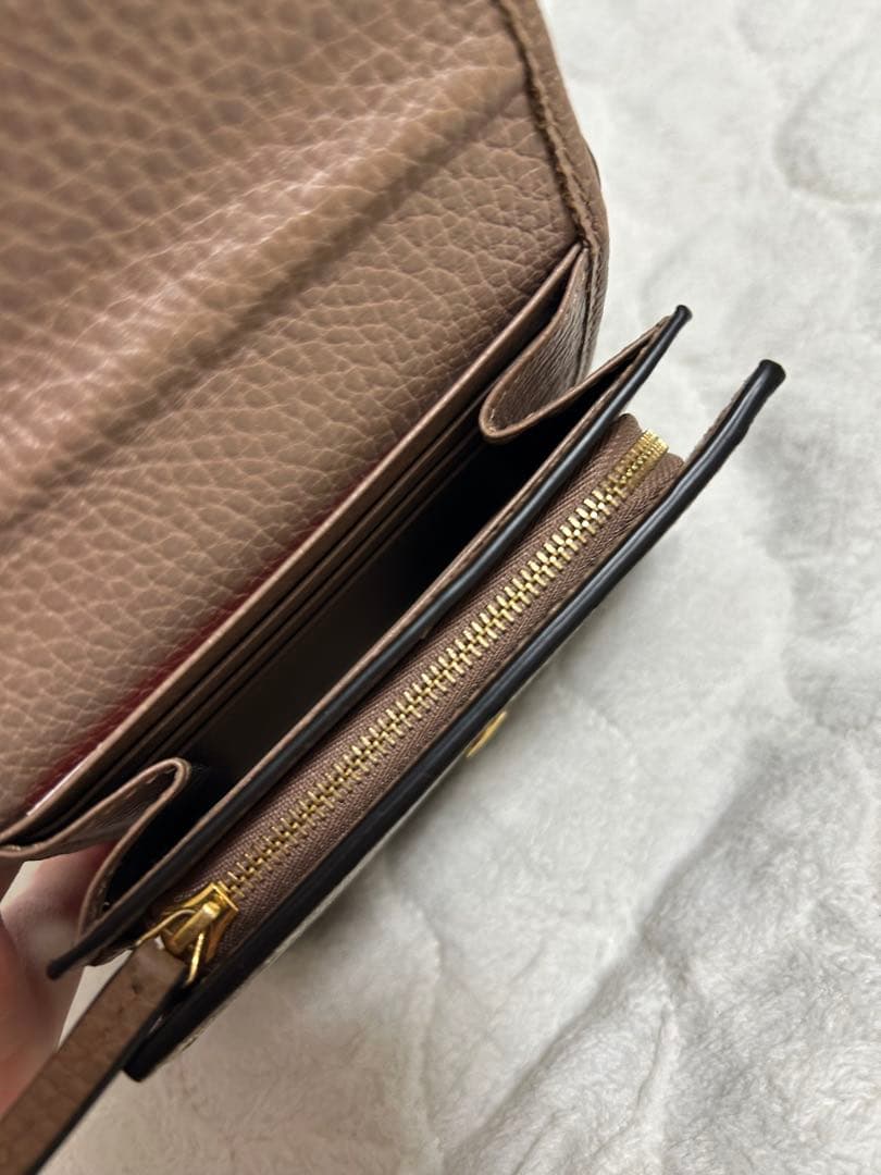 GUCCI GGモノグラム 二つ折り財布 ブラウン/ベージュ