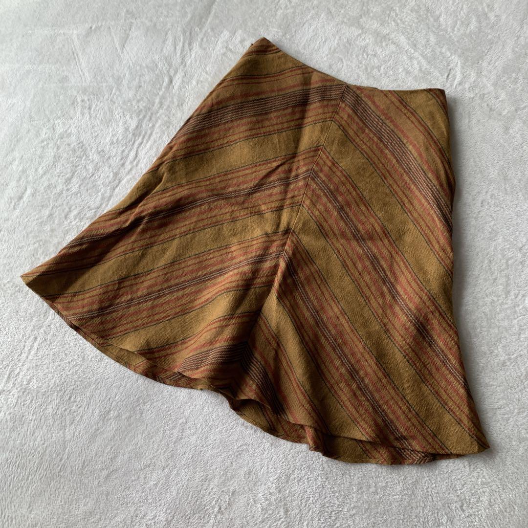 希少 RALPH LAUREN ラルフローレン リネン ストライプ スカート