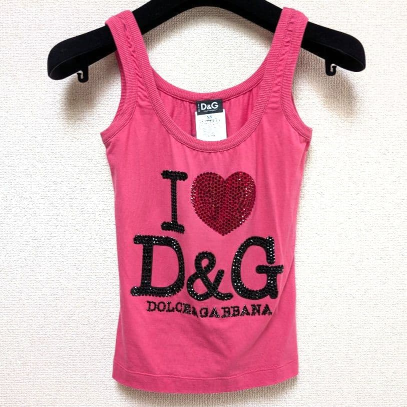 D&G ドルチェ&ガッバーナ ラインストーン タンクトップ XS ピンク