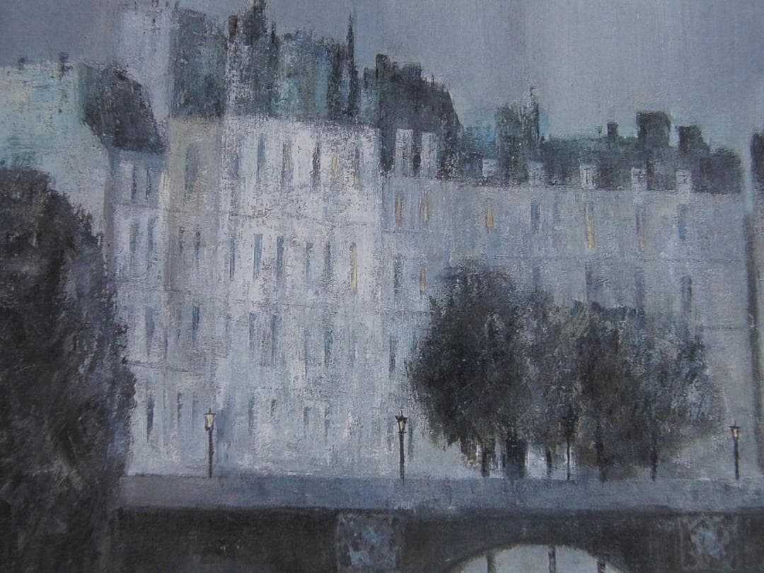 長濱伶子、【暮れゆくセーヌ】、希少な額装用画集より、新品額装付