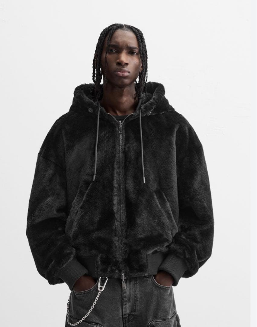 美品 ZARA リバーシブルボンバージャケット| 0993/301 黒 ファー