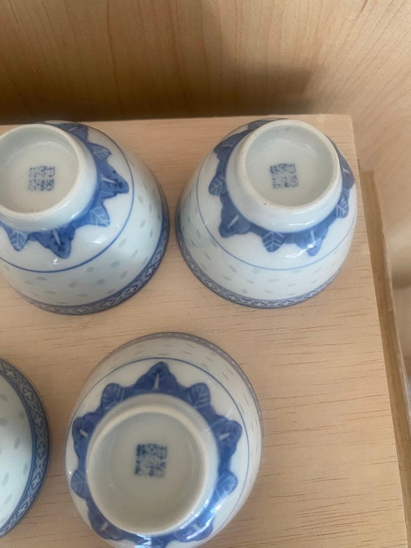 中国　景徳鎮製　茶碗五客　茶葉入れ