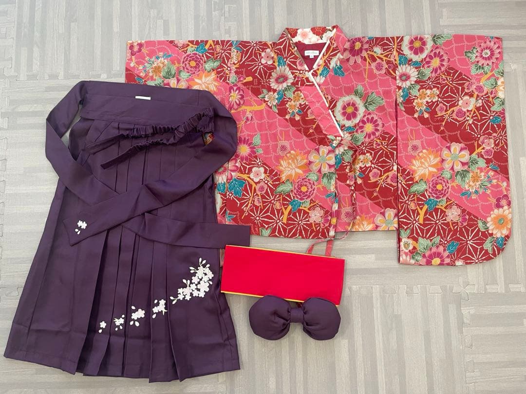 七五三　五歳　七歳　袴　双子　男の子　女の子　お正月　卒業式　卒園式　セット