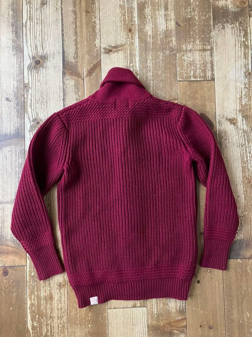 BONCOURA ボンクラ 長袖ショールニット ガウンニット ワイン色 36