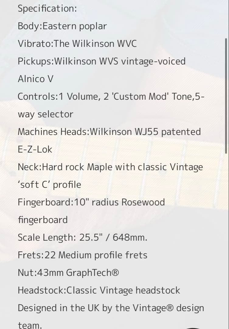 Vintage Guitars V6 ICON マルチレイヤー