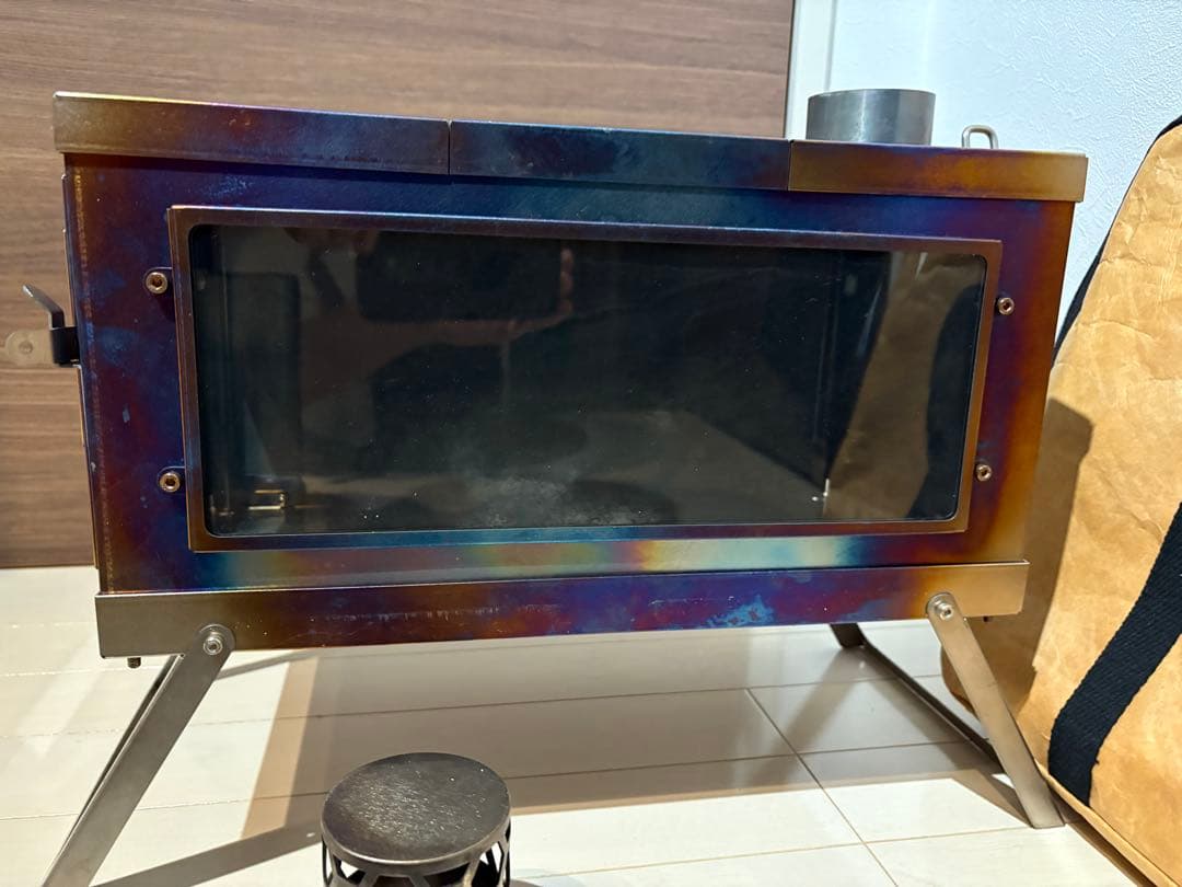 POMOLY TIMBER チタン薪ストーブ 軽量 2.3Kg ガラス窓付き