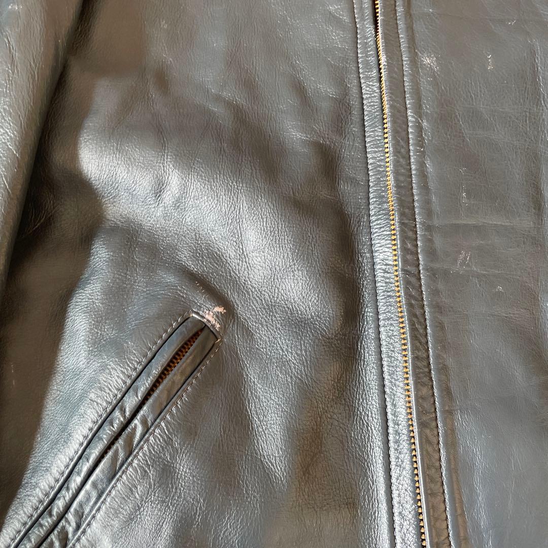 70s bates シングルレザージャケット　ブルーグレー