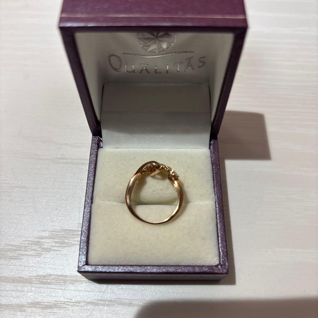 ダイヤ7石付きK18ピンクゴールドリング 11号 美品