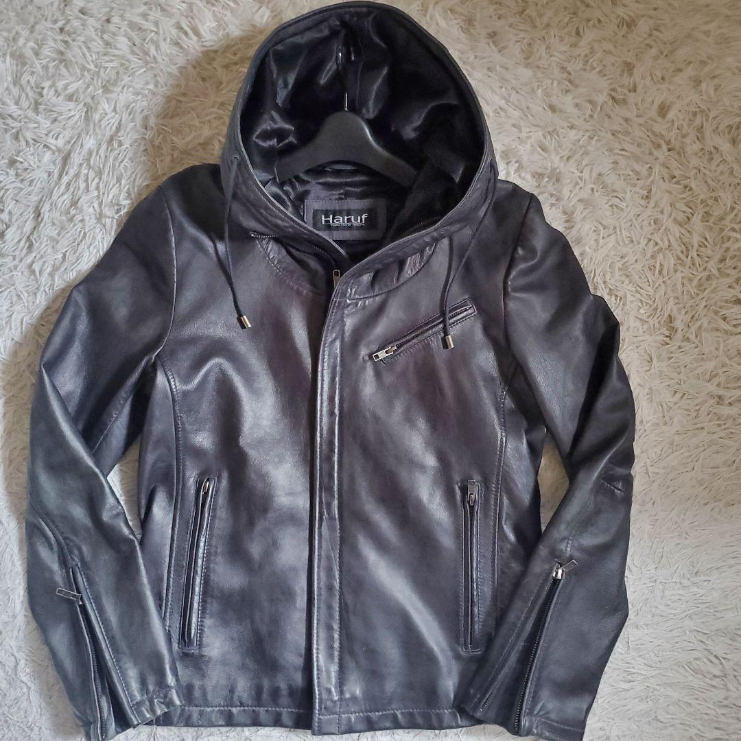 美品 Haruf ハルフ 2way ラムレザー ジャケット ライダース シングル