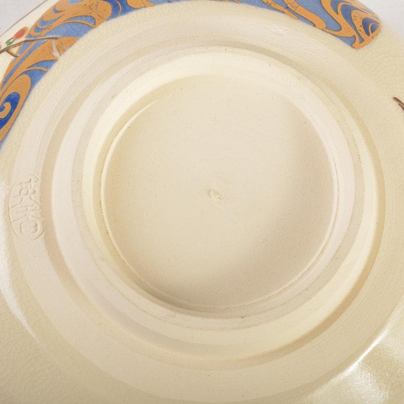 京焼　宮地英香作　仁清写　色絵梅文茶碗　銘早春　大橋香林書付　共箱　C　6581