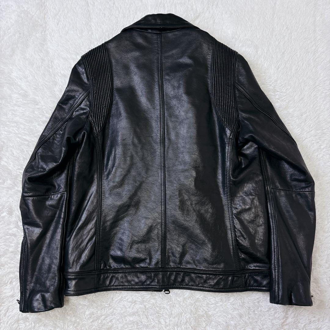 美品　キャサリンハムネット　シングルライダースジャケット　レザー　牛革　L