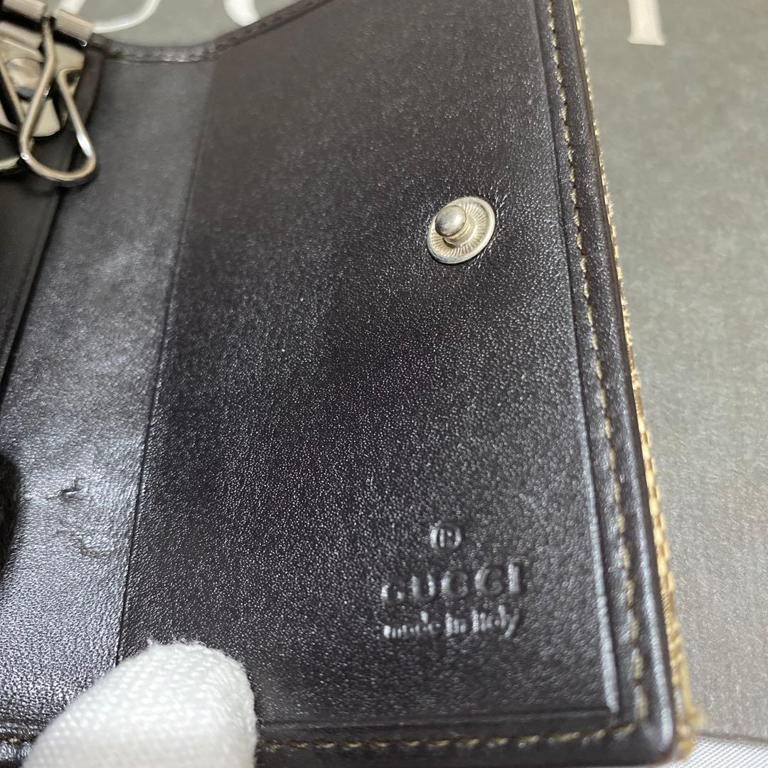 美品　グッチ　GUCCI　6連キーケース　GG柄シェリーライン　キャンバスレザー