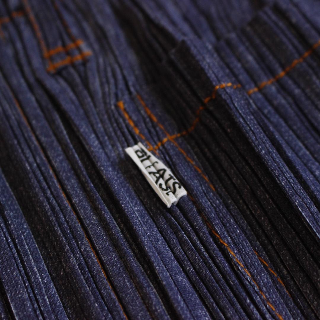 【極美品】PLEATS PLEASE デニム転写スカート Lサイズ ネイビー