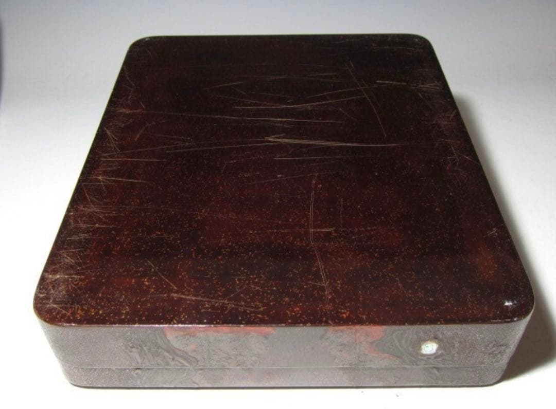 時代 硯箱 山水蒔絵 金梨地 高級感のある時代の名品！7796