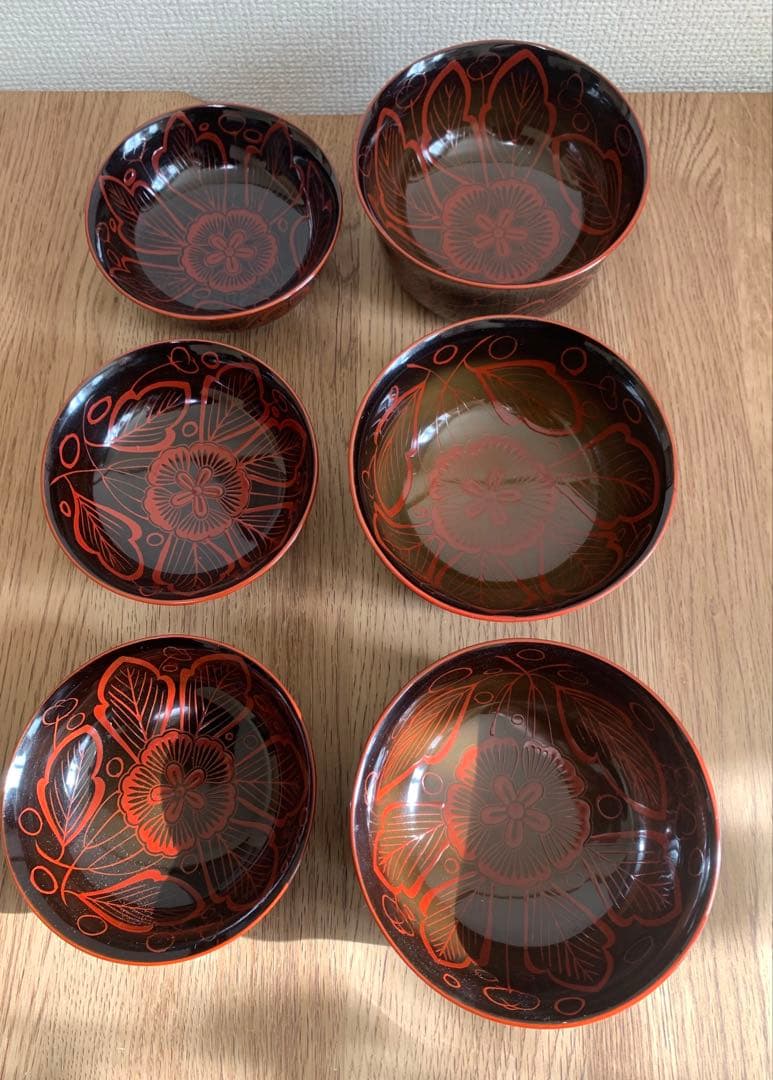 吉野塗　時代物　木芙蓉文のお椀3客　検懐石道具吉野塗　飯碗　吸物椀　珍品　蓋皿