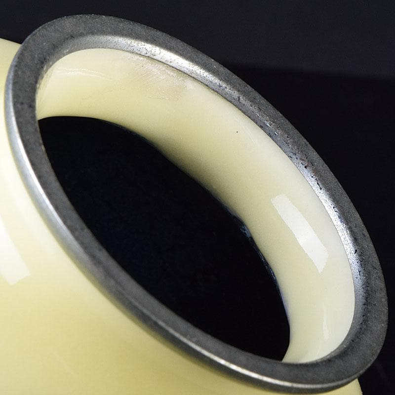 七宝焼　林武生作　黄地　四君子文　花瓶　共箱　M　R9341H