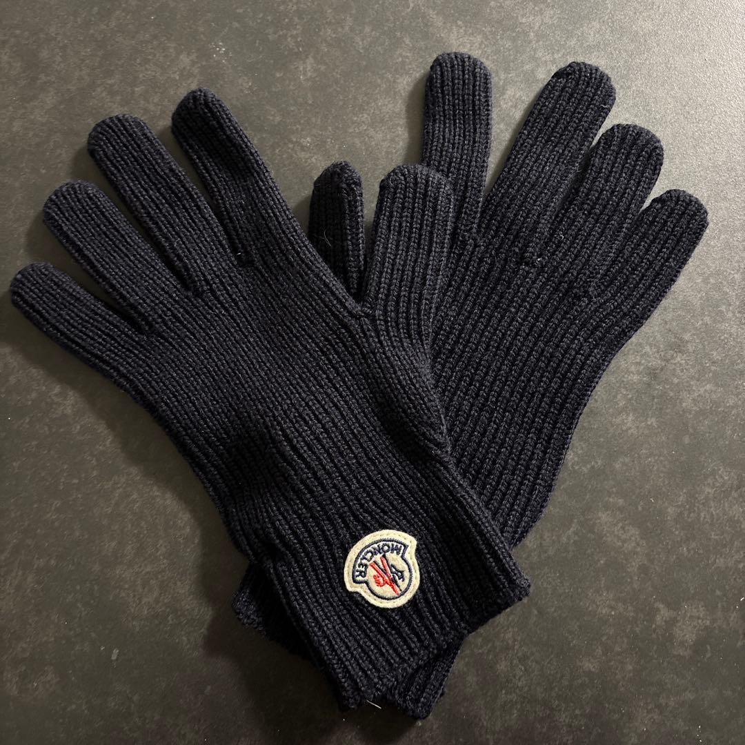 MONCLER ニット手袋 ネイビー