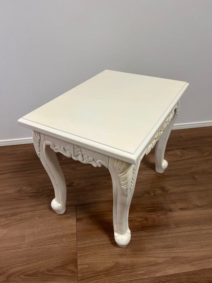 ホワイト　木製サイドテーブル　3点セット　ネストテーブル　カフェテーブル