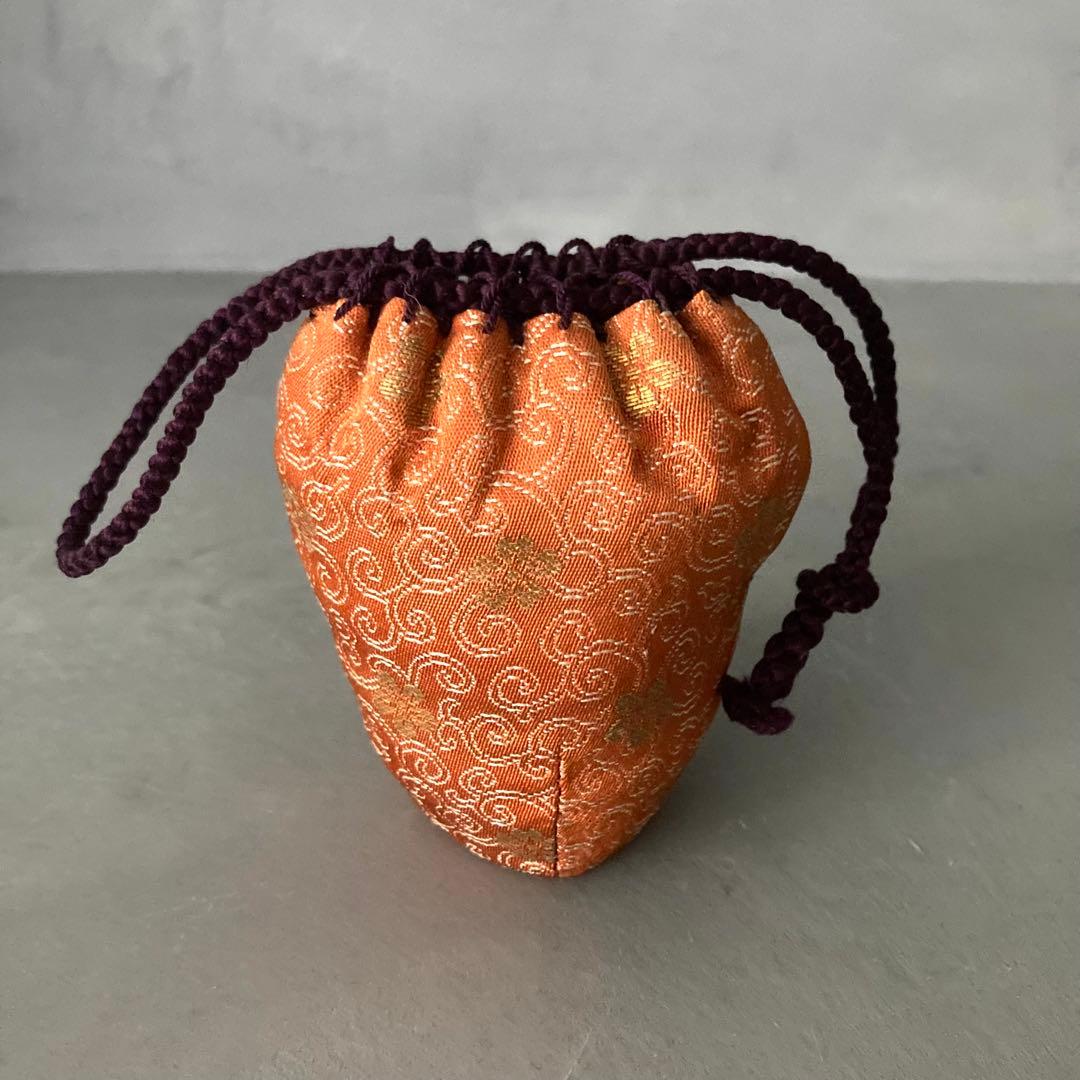 茶道具 肩衝茶入 茶入 仕覆オレンジ