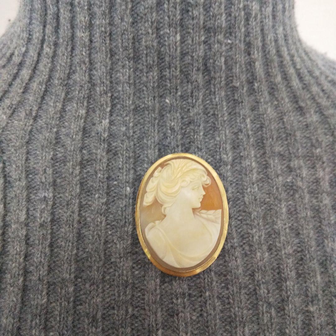 値下げました！K14カメオペンダントトップブローチ。
