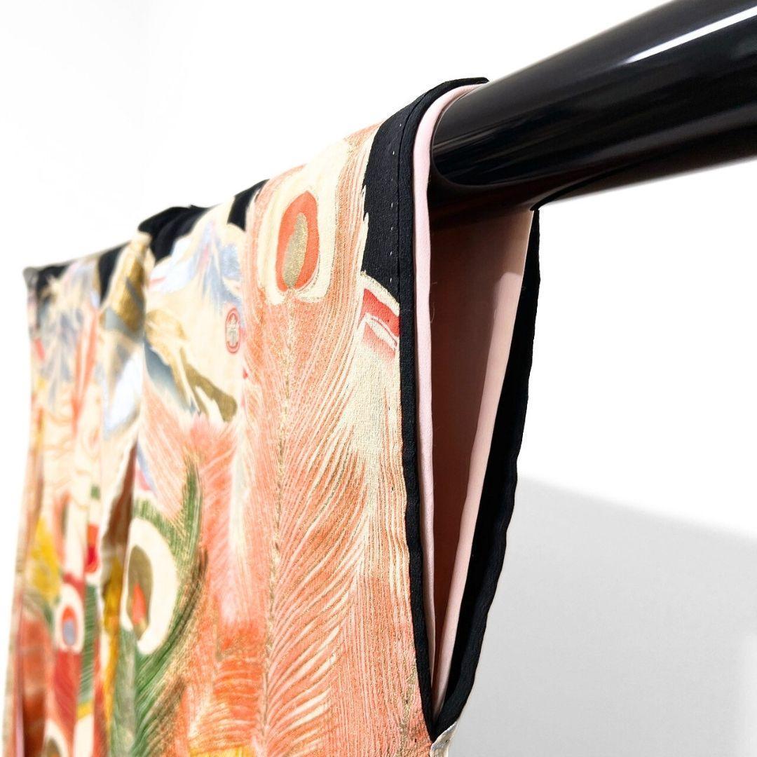 アンティーク　刺繍　金狛刺繍　鳳凰　羽模様　振袖　引き摺り　着物　104a p