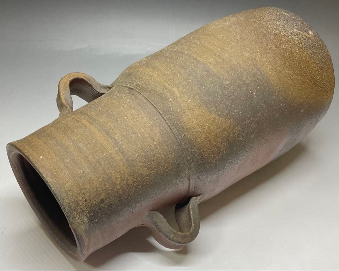 人間国宝　藤原雄　鵬雲斎書付　備前手付花器　大作30cm 　chi399