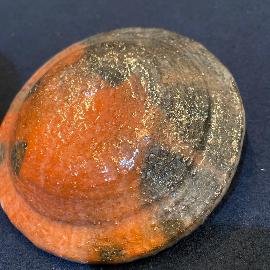 茶道具【吉村 楽入】(造)の『赤楽 種壷 水指』共箱　※美品【吉村 重生】水指