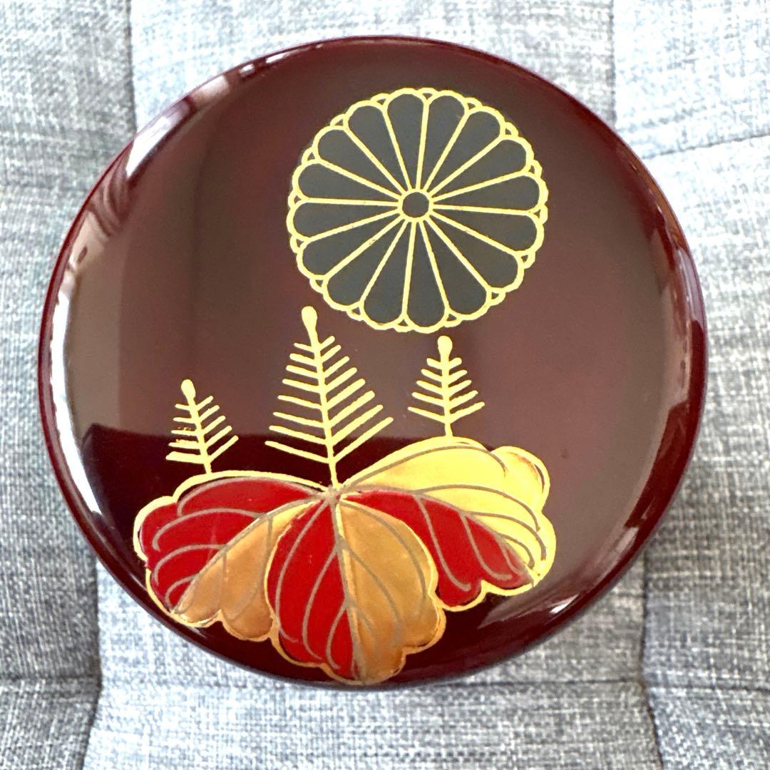 中棗　木製 木乾黒溜塗 二度塗り　菊桐